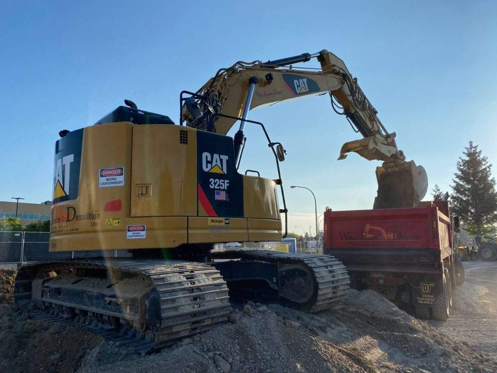 Excavator in use by the company for excavation services